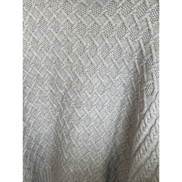 Elie. Tahari Women's Gray Cable Knit Turtleneck Sweater Sz L Balloon Slvs Cozy - Picture 4 of 11